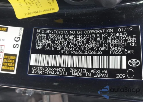 2020 Toyota Corolla Le z USA, uszkodzony, nr VIN JTDEPRAE6LJ006836